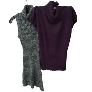 Women’s Turtleneck Knit Tunic & Blouse Top Medium 2 Pk